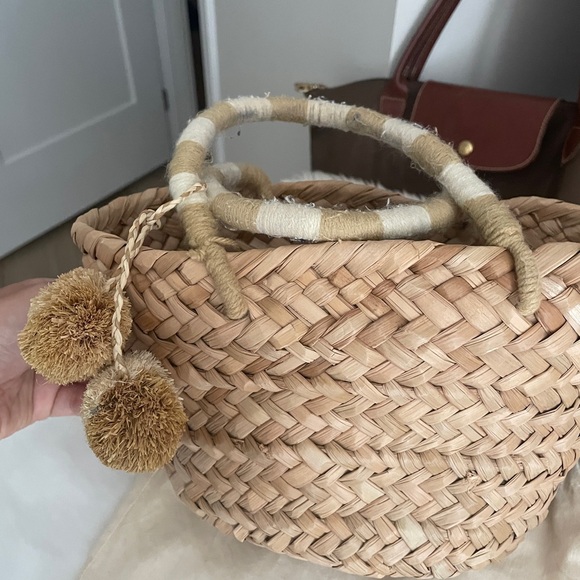 KAYU Mini St Tropez Pom Pom Straw Tote - Raffia & Basket - Picture 2 of 5